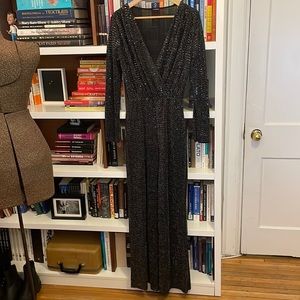 Deep V sparkle jumpsuit size s